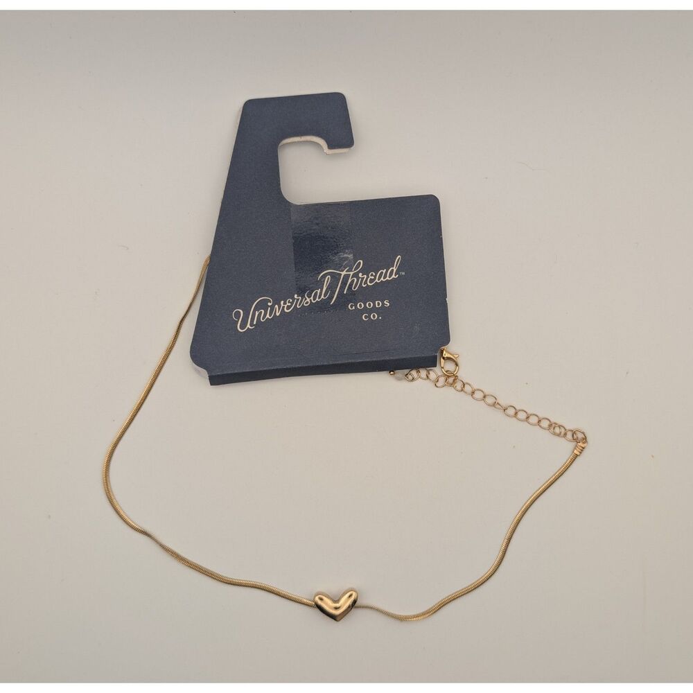 Universal Thread Gold Tone Heart Pendant Necklace – Adjustable Chain,Minimalist